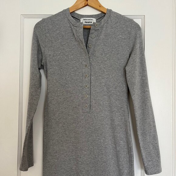 Reformation Henley Long Sleeve Cotton Dress | Size XS - Picture 4 of 8